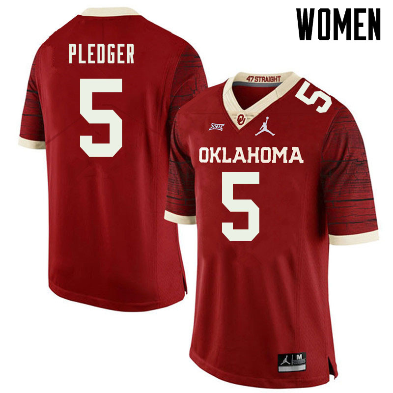 Jordan Brand Women #5 T.J. Pledger Oklahoma Sooners College Football Jerseys Sale-Retro